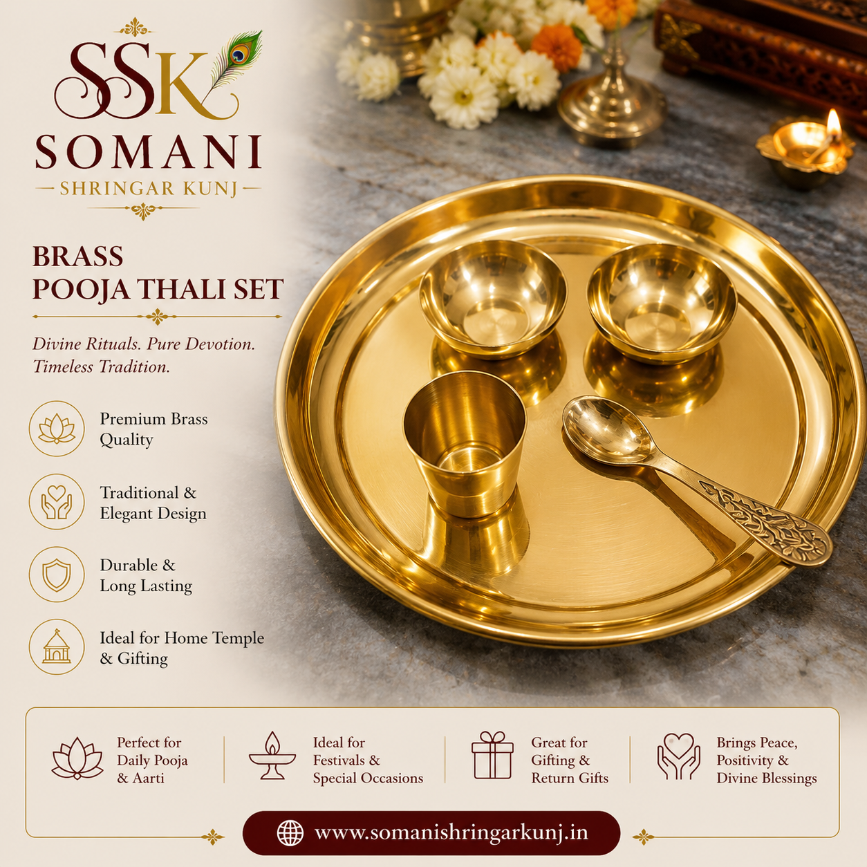 Small Brass Bhagwan Bhog Thali Set