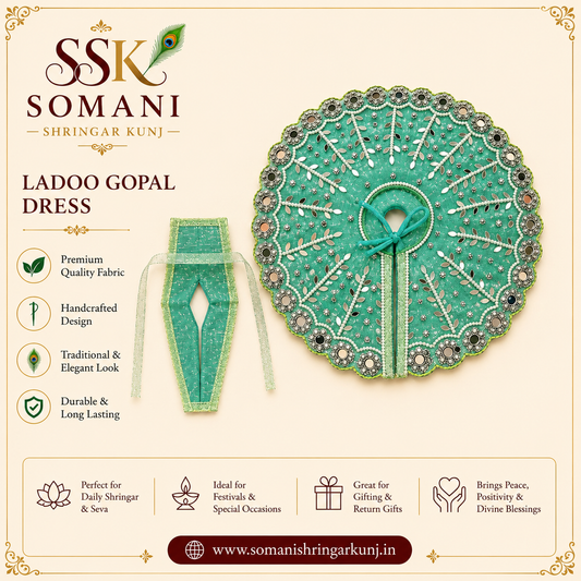 Aqua Green Heavy Designer Laddu Gopal Poshak Size 5 no.
